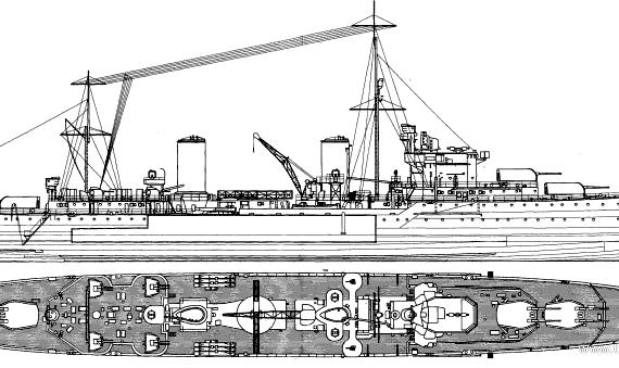 Корабль HMS Penelope (Light Cruiser) (1939) - чертежи, габариты, рисунки
