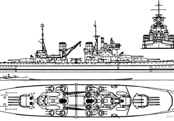 Боевой корабль HMS Prince of Wales - чертежи, габариты, рисунки