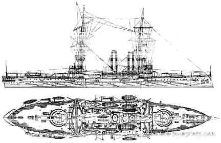 Combat ship HMS Queen (1905) - drawings, dimensions, pictures
