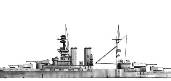 Боевой корабль HMS Queen Elisabeth (Battleship) (1912) - чертежи, габариты, рисунки