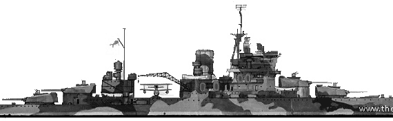Боевой корабль HMS Queen Elisabeth (Battleship) (1941) - чертежи, габариты, рисунки
