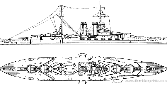 HMS Queen Elizabeth warship (1915) - drawings, dimensions, pictures