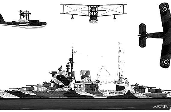 Боевой корабль HMS Queen Elizabeth II (1943) - чертежи, габариты, рисунки