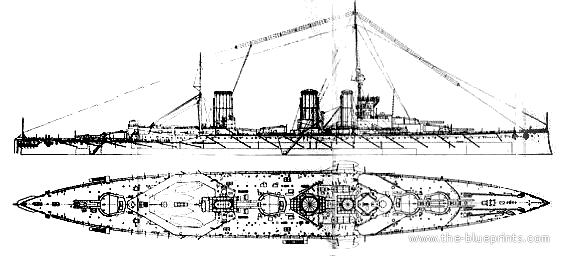 Крейсер HMS Queen Mary (Battlecruiser) - чертежи, габариты, рисунки