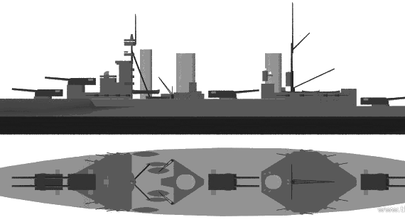 Крейсер HMS Queen Mary (Battlecruiser) (1914) - чертежи, габариты, рисунки