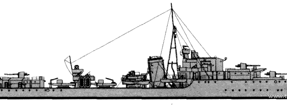Эсминец HMS Raider (Destroyer) (1943) - чертежи, габариты, рисунки