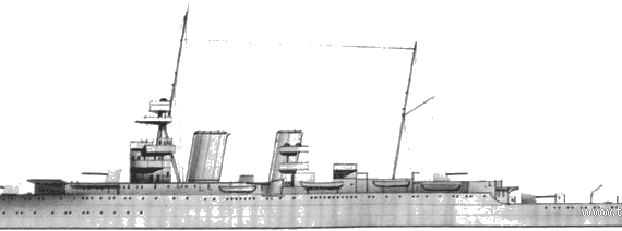 Cruiser HMS Raleigh (1921) - drawings, dimensions, pictures