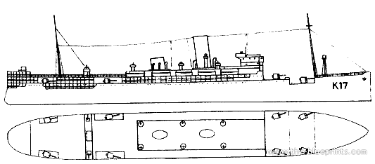 HMS Ranpura K17 (Armed Merchant Cruiser) - drawings, dimensions, pictures