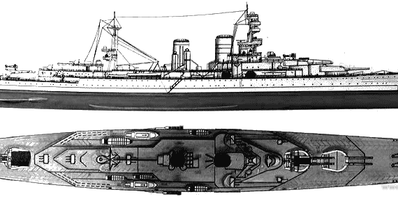 Боевой корабль HMS Renown (1918) - чертежи, габариты, рисунки