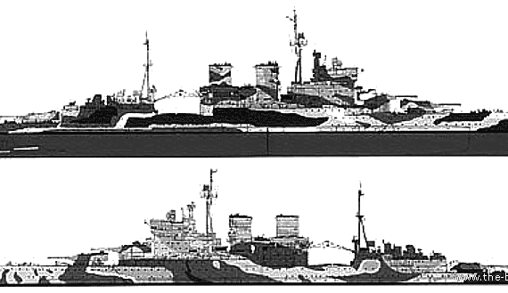 Combat ship HMS Renown (1942) - drawings, dimensions, pictures