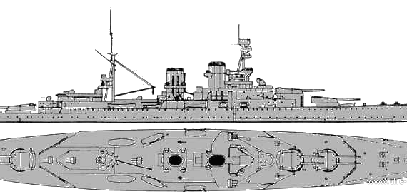 Корабль HMS Renown (Battlecruiser) (1917) - чертежи, габариты, рисунки