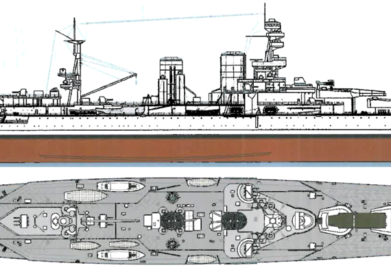 HMS Renown (Battlecruiser) (1918) - drawings, dimensions, pictures