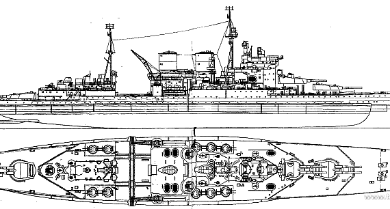 Combat ship HMS Renown (Battlecruiser) (1942) - drawings, dimensions, pictures