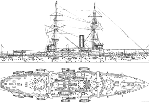 Боевой корабль HMS Renown (Battleship) (1897) - чертежи, габариты, рисунки