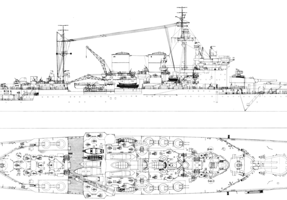 Крейсер HMS Renown (Batttlecruiser) (1944) - чертежи, габариты, рисунки