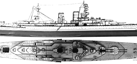 Корабль HMS Repulse (Battlecruiser) (1918) - чертежи, габариты, рисунки