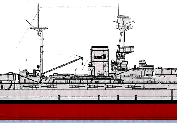 Боевой корабль HMS Resolution 1916 (Battleship) - чертежи, габариты, рисунки