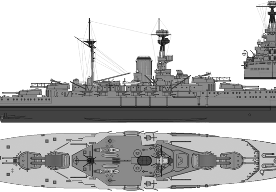 Корабль HMS Revenge (1916) - чертежи, габариты, рисунки