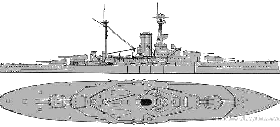 Корабль HMS Revenge (Battleship) (1915) - чертежи, габариты, рисунки