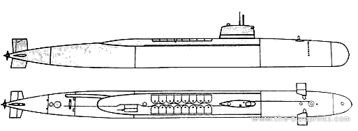 Submarine HMS Revenge (SSBN Submarine) - drawings, dimensions, figures