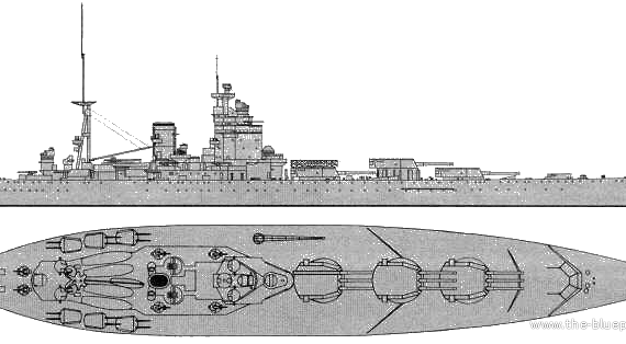 Корабль HMS Rodney (Battleship) (1939) - чертежи, габариты, рисунки