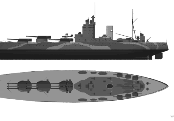 Боевой корабль HMS Rodney (Battleship) (1944) - чертежи, габариты, рисунки