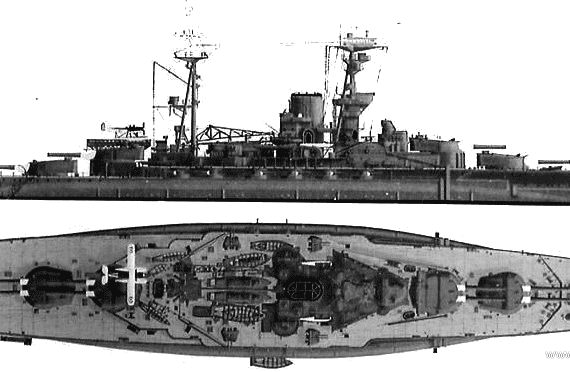 Combat ship HMS Royal Oak (1939) - drawings, dimensions, pictures