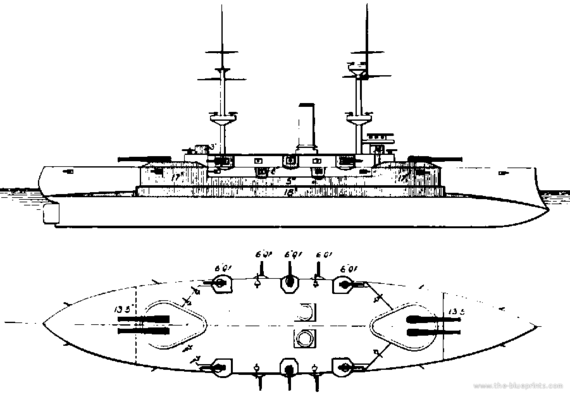 Корабль HMS Royal Sovereign (Battleship) (1894) - чертежи, габариты, рисунки