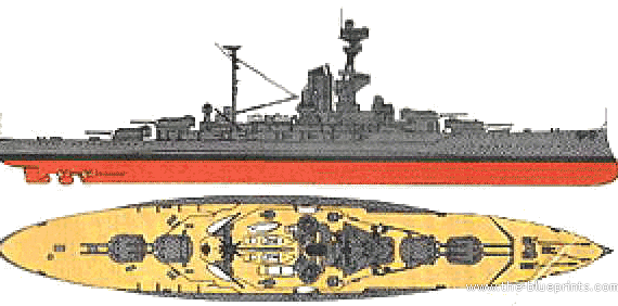 Корабль HMS Royal Sovereign (Battleship) (1943) - чертежи, габариты, рисунки