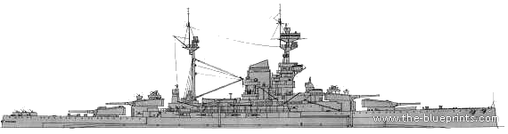 Корабль HMS Royal Sovereign (Battleship) (1944) - чертежи, габариты, рисунки