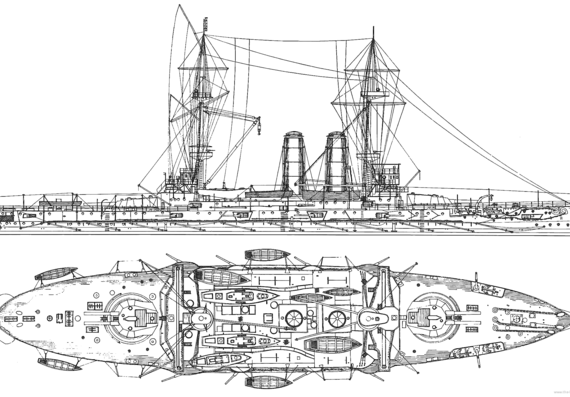 Корабль HMS Russell (Battleship) (1903) - чертежи, габариты, рисунки
