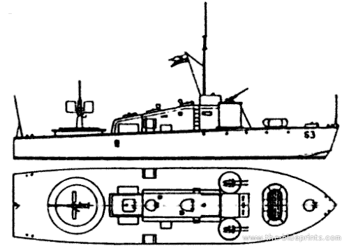 HMS S-3 type BPB 40 (Gunboat) (1940) - drawings, dimensions, figures