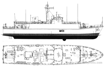 Корабль HMS Sandown M101 (Minesweeper) (1989) - чертежи, габариты, рисунки