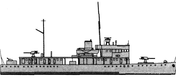 Корабль HMS Scorpion (River Gunboat) (1939) - чертежи, габариты, рисунки