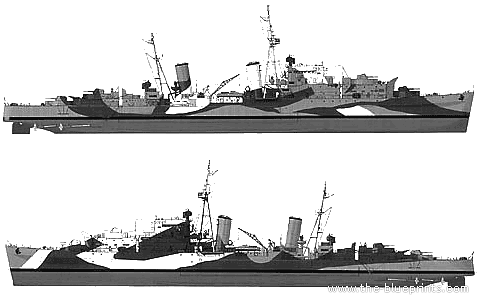 Cruiser HMS Scylla (1942) - drawings, dimensions, pictures