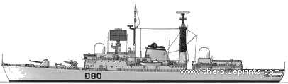 Корабль HMS Sheffield - чертежи, габариты, рисунки