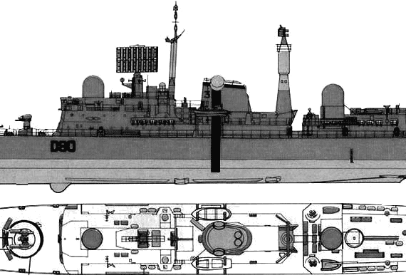 HMS Sheffield D-80 (Destroyer) - drawings, dimensions, pictures