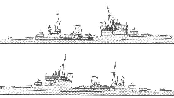Корабль HMS Shefield (Light Cruiser) - чертежи, габариты, рисунки