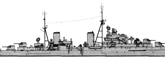 Крейсер HMS Spartan (AA Cruiser) (1943) - чертежи, габариты, рисунки