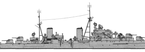 Корабль HMS Spartan (AA Light Cruiser) (1943) - чертежи, габариты, рисунки