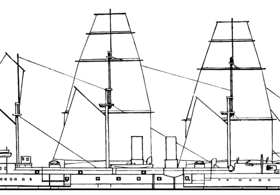 Combat ship HMS Superb 1880 {Battleship) - drawings, dimensions, pictures