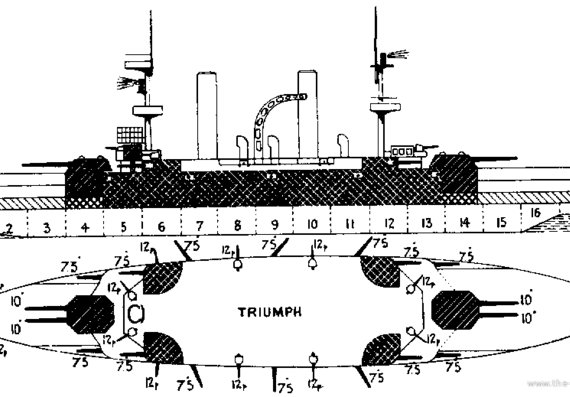 Корабль HMS Swiftsure (Battleship) (1905) - чертежи, габариты, рисунки