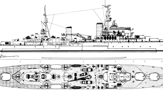 Корабль HMS Swiftsure (Light Cruiser) (1944) - чертежи, габариты, рисунки