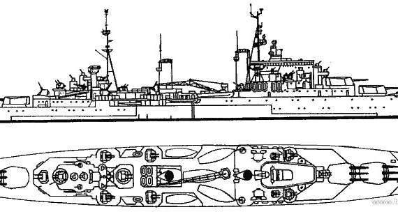 Warship HMS Swiftsure (Light Cruiser) (1945) - drawings, dimensions, pictures