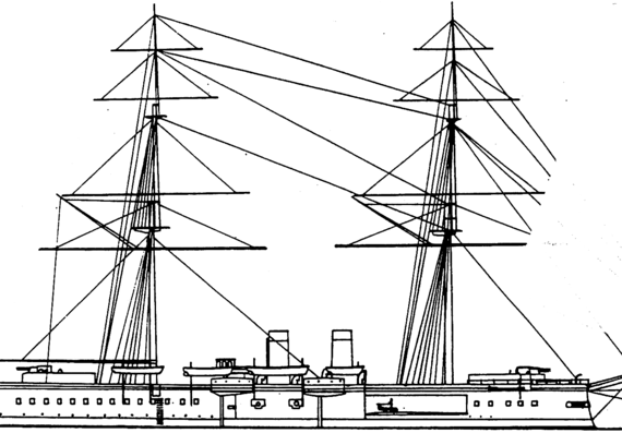 Боевой корабль HMS Temeraire 1868 (Ironclad Battleship) - чертежи, габариты, рисунки