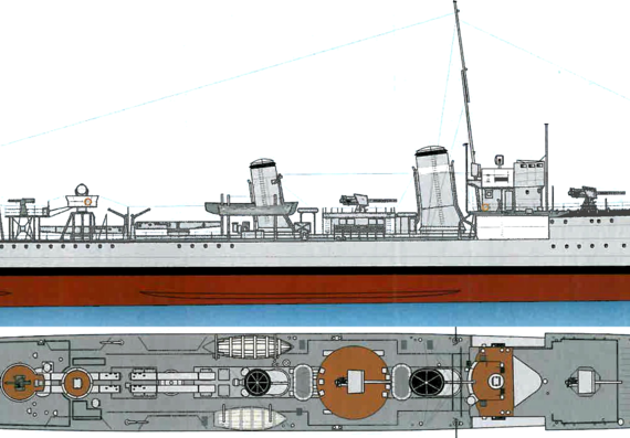 Destroyer HMS Thanet H29 (Destroyer) - drawings, dimensions, pictures