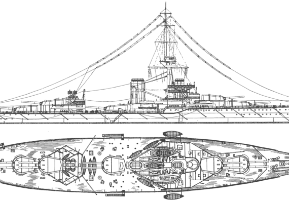 Корабль HMS Thunderer (Battleship) (1912) - чертежи, габариты, рисунки