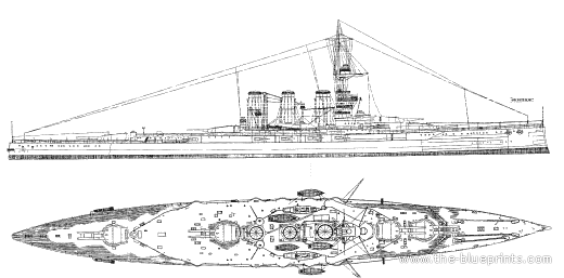 Корабль HMS Tiger (Battlecruiser) (1915) - чертежи, габариты, рисунки