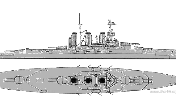 Корабль HMS Tiger (Battlecruiser) (1918) - чертежи, габариты, рисунки
