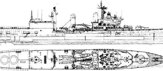 Корабль HMS Tiger C-80 (Helicopter Cruiser) (1978) - чертежи, габариты, рисунки